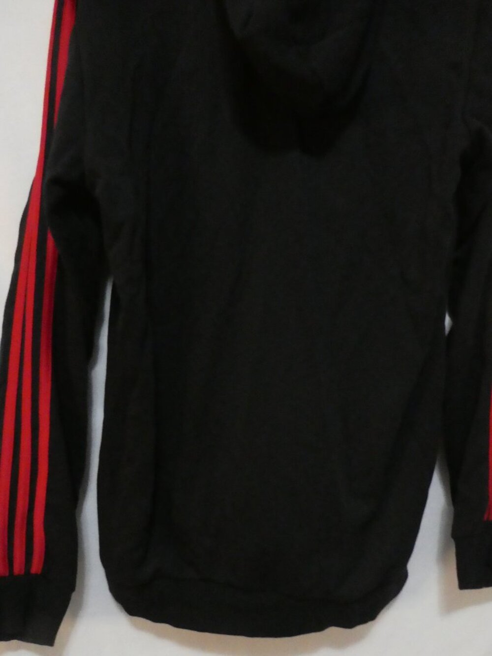 ADIDAS Manchester United Black Red Striped Zip-Up Sweatshirt Hoodie - P2P 23" - Picture 16 of 16